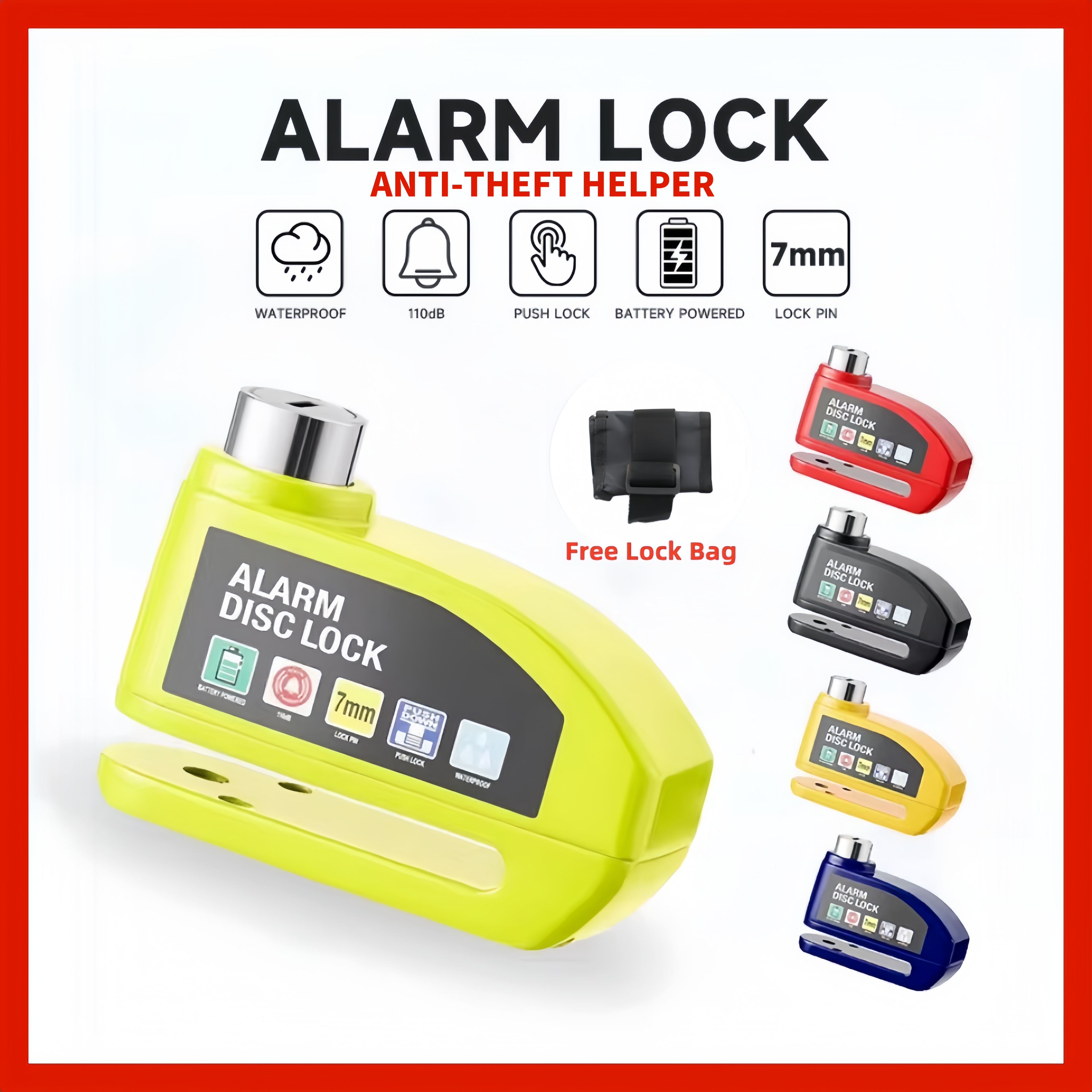 U Lock Heavy Duty - Motorcycle Bicycle Disc Lock Safety Protection