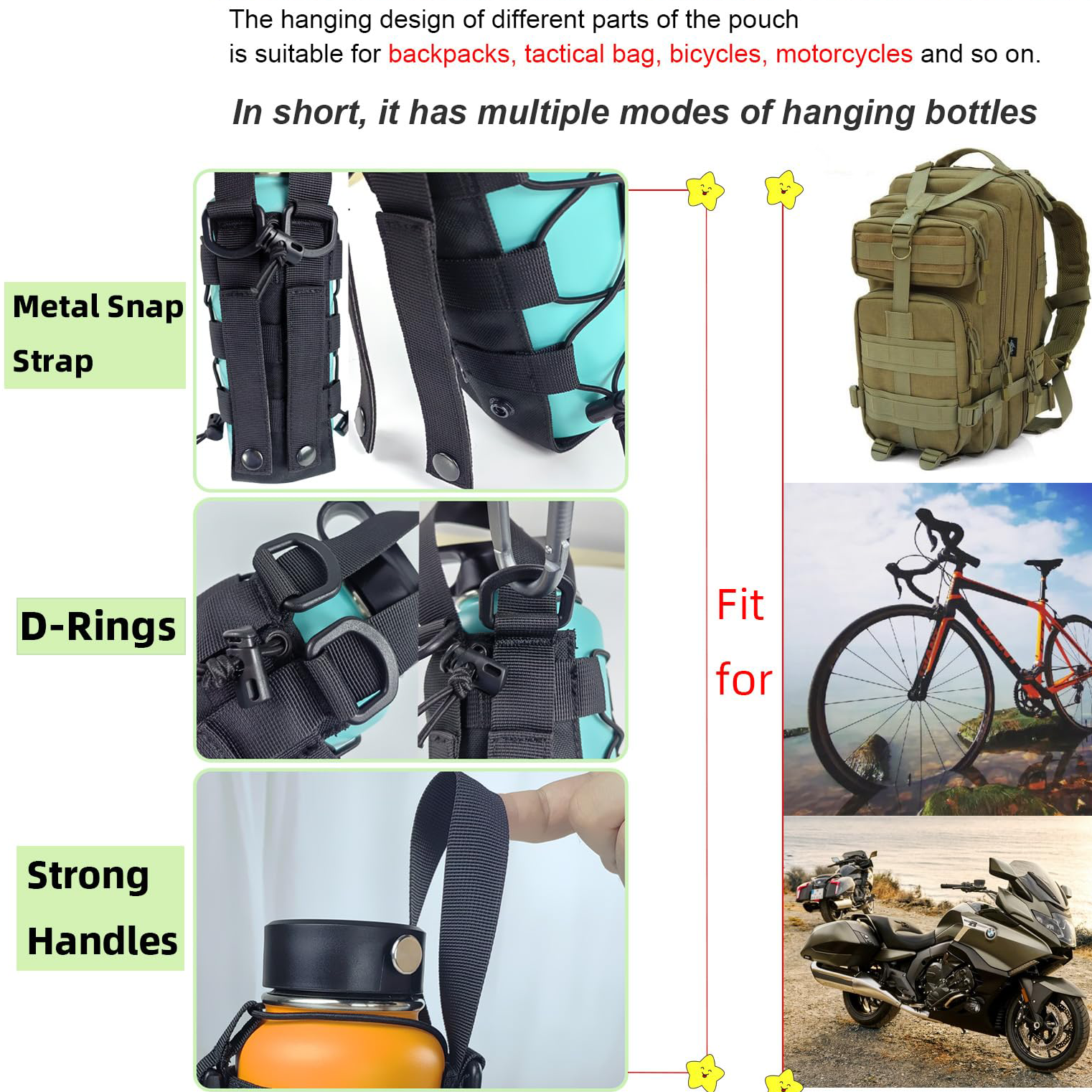1000D Molle Water Bottle Holde - Cycling Commute Backpack บทวิจารณ์และราคา