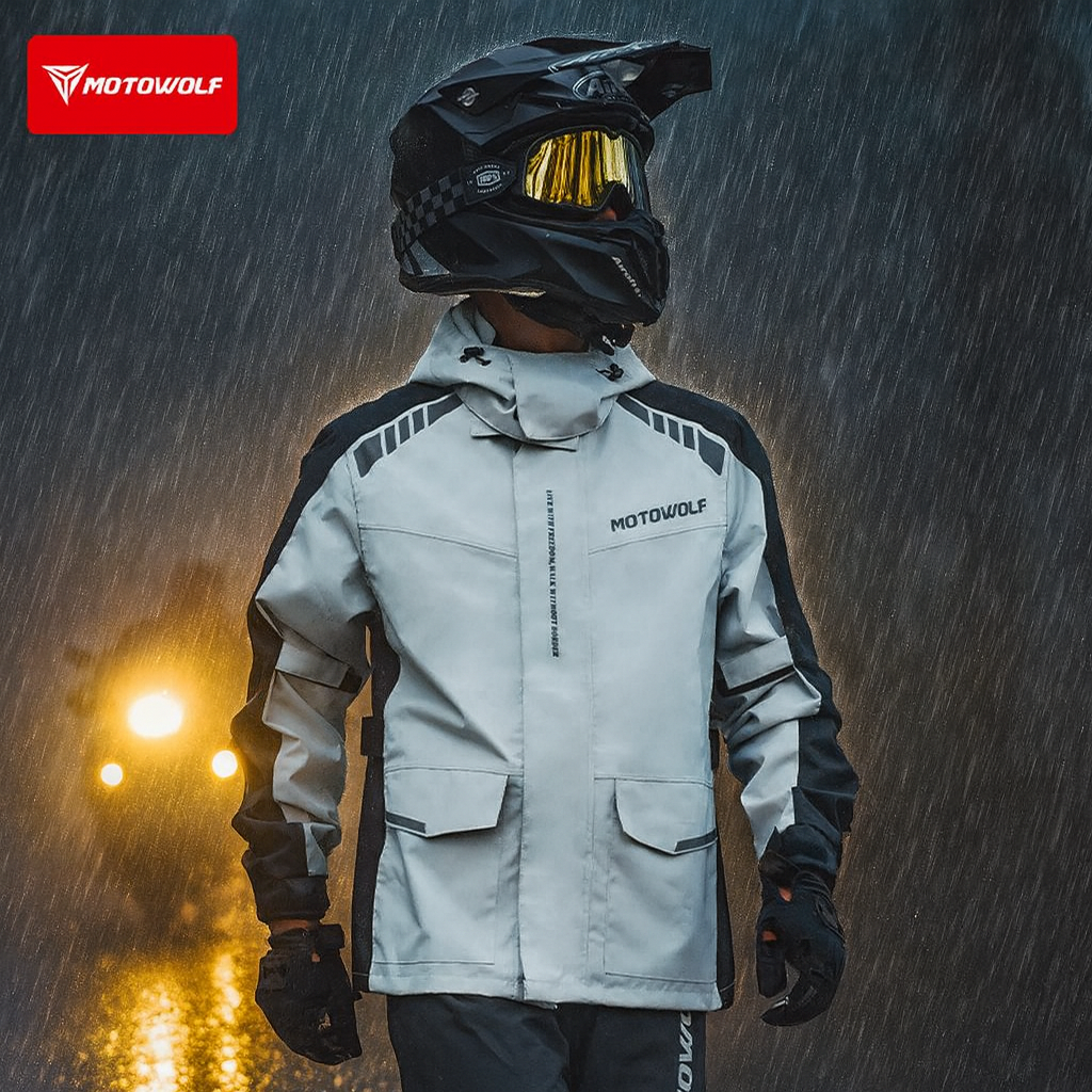 Motorcycle Reflective Raincoat - Cycling Commuter Rain Jacket บทวิจารณ์และราคา