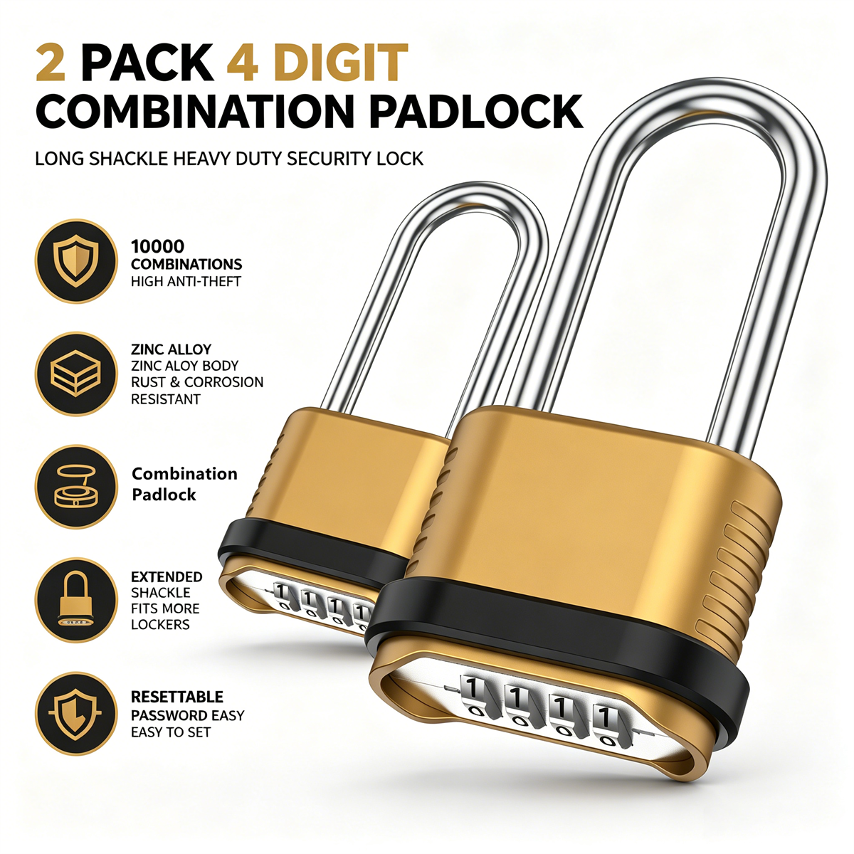 2/8Pcs Combination Lock 4-Digi - U Lock Heavy Duty บทวิจารณ์และราคา