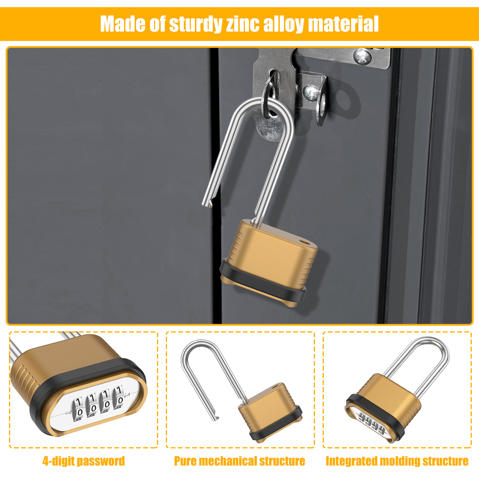 2/8Pcs Combination Lock 4-Digi - U Lock Heavy Duty บทวิจารณ์และราคา