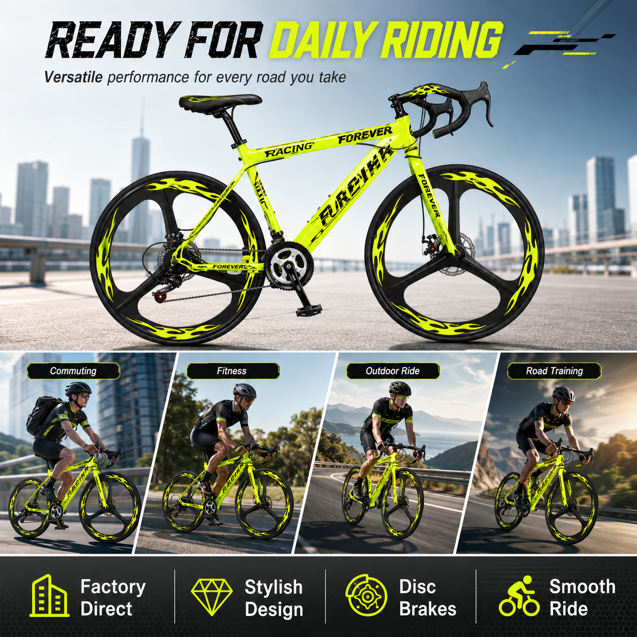 700C Road Bicycle 24 Speed Dis - Cycling Commute Speed บทวิจารณ์และราคา