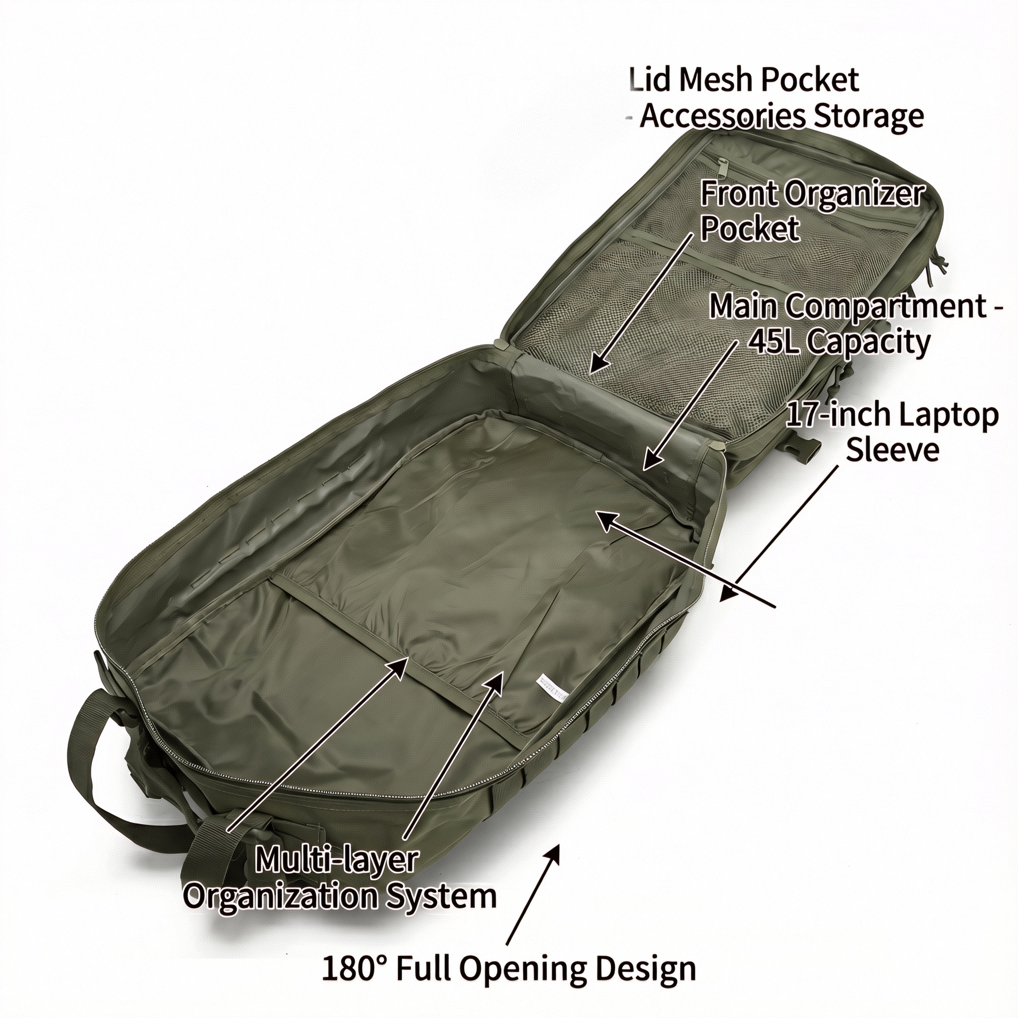 Men 45L Tactical Backpack Moll - Cycling Commuter Backpack Laptop บทวิจารณ์และราคา