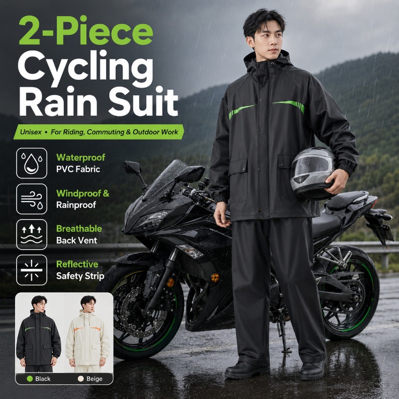 Unisex 2-Piece Waterproof Cycl - Cycling Commuter Rain Jacket บทวิจารณ์และราคา